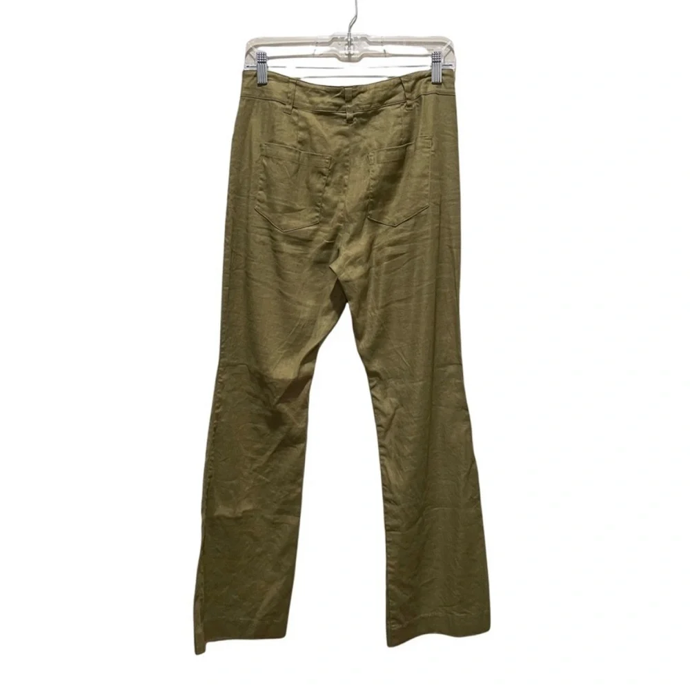 CABI Charlie Trouser Linen 5314R Olive Green Wide Leg Size 4 - Picture 5 of 5